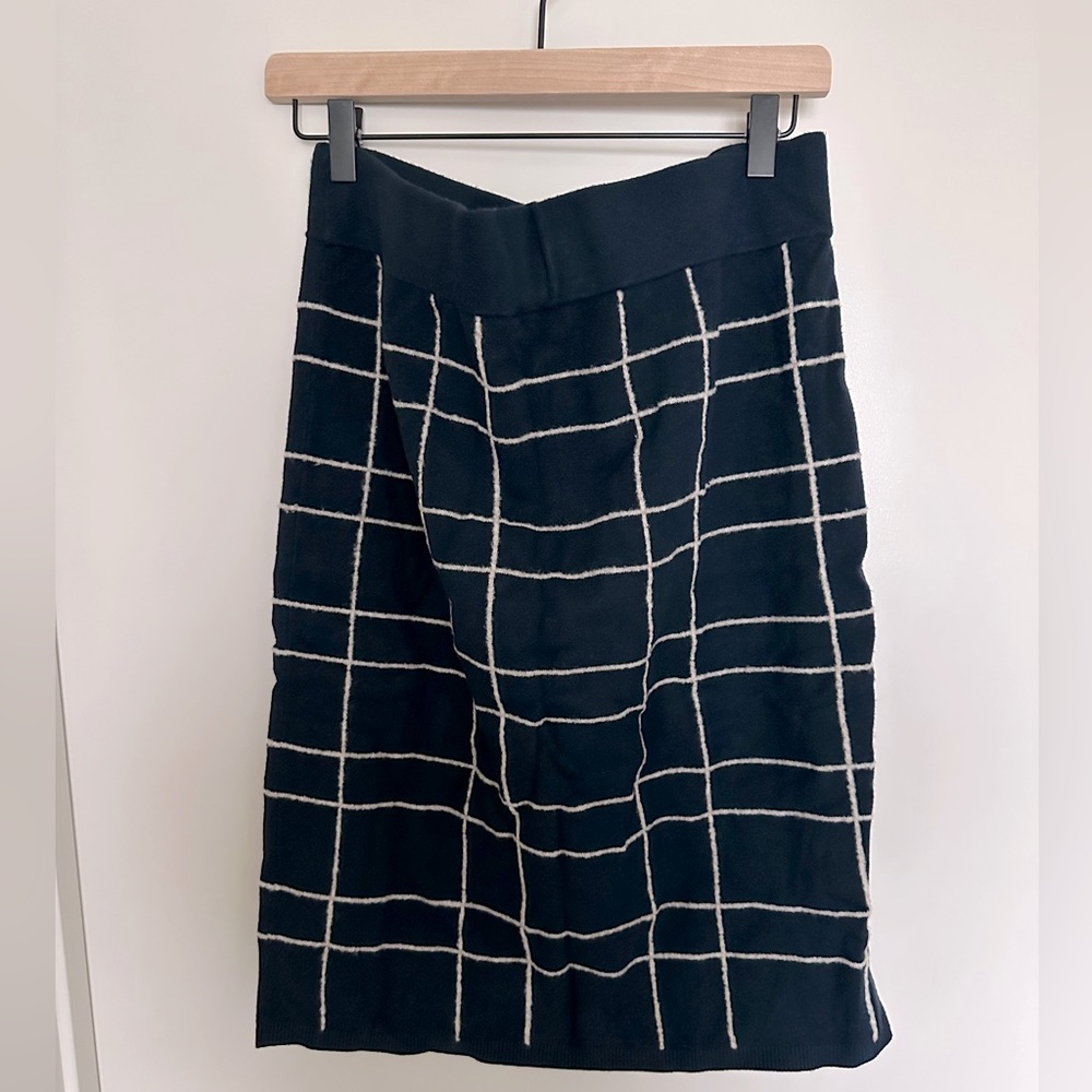 Club Monaco Checked Midi Knit Skirt